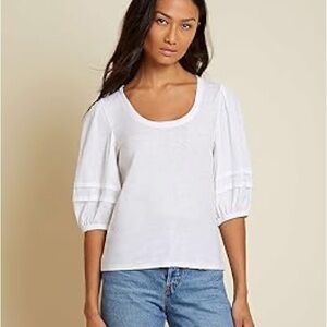 Nation LTD white cotton puff sleeve shirt size LG